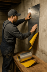 Anbringen der Walzbleifolie an Wand