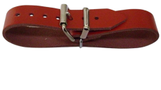 Lederriemen 1,4 cm x 18,0 cm mit doppelter Metallschlaufe in 6 Farben für Nostalgie-Kinderwagen Schnallenriemen u.v.m.
