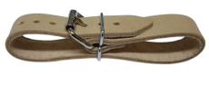 Lederriemen 1,4 cm x 18,0 cm mit doppelter Metallschlaufe in 6 Farben für Nostalgie-Kinderwagen Schnallenriemen u.v.m.
