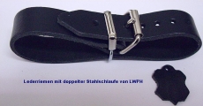 Lederriemen 2,5 cm breit mit doppelter Metallschlaufe in 6 Farben und div. Längen für Nostalgie-Kinderwagen u.v.m.
