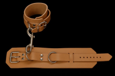 natur Premium Echtleder-Fußfesseln mit D-Ring & Doppelkarabiner von LWPH aus Deutschland