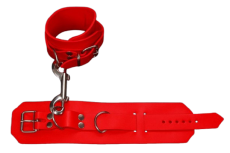 rote Premium Echtleder-Fußfesseln mit D-Ring & Doppelkarabiner von LWPH aus Deutschland