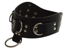 Super Leder-Halsbänder mit Nieten 5,0 cm breit verschweißten Ringen, O-Ring und Rollschnallen-Verschluß und Farbkombinationen