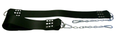 schwarze Beinschlaufen Echt Leder mit Ketten und Karabiner