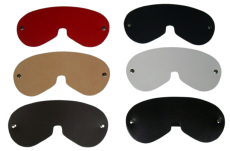 Breite Echtledermasken in den Farben schwarz, weiß, rot, dunkelblau, dunkelbraun und natur