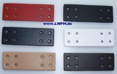 Leder-Bastelteil Formteil mit 8 Löchern in 6 Farben schwarz, weiss, natur, rot, dunkelblau, dunkelbraun