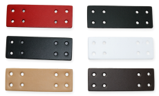 Leder-Bastelteil Formteil mit 8 Löchern in 6 Farben schwarz, weiss, natur, rot, dunkelblau, dunkelbraun