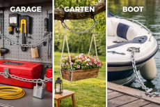 Rundstahlkette, kurzgliedrig, gerade A-Glieder Norm: DIN 5685 und 2 Karabinerhaken