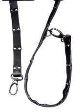 Leder-Kette - Führungsleine mit zwei Karabinerhaken verschweißten D–Ringen in verschiedenen Farben u. Längen