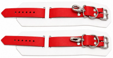 Zweifarbiges Leder-Fesselset in weiss-rot aus hochwertigem Echtleder.