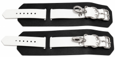 Zweifarbiges Leder-Fesselset in schwarz-weiß aus hochwertigem Echtleder.