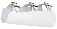 Weiße Armstulpe aus Echtleder mit drei Rollschnallen und anatomischer Formgebung.