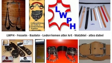 Lederleine Führungsleine Halteriemen 2,0 cm x110,0 cm mit Schlaufe und Wirbel-Karabinerhaken in verschiedenen Farben von LWPH