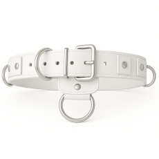 BDSM Taillengurt Lederriemen mit 6 D-Ringen, Klemmschutz 4,0 cmx 80,0 cm weiss Stabile Rollschnalle mit Stahlschlaufe und integriertem D-Ring