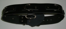 BDSM Taillengurt Lederriemen mit 6 D-Ringen, Klemmschutz 5,0 cm breit und zusätzlichen O-Ring