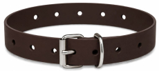 Die dunkelbraunen geschlossenen Lederarmbänder mit Rollschnalle und Schlaufe von LWPH