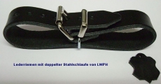 Lederriemen 1,4 cm x 45,0 cm mit doppelter Metallschlaufe in 6 Farben auich für Nostalgie-Kinderwagen u.v.m.