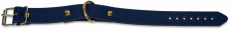 Dunkelblauer Lederriemen aus Echtleder mit Rollschnalle und Stahlschlaufe.