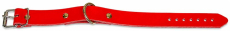 Roter Lederriemen aus Echtleder mit vernickelten Rollschnallen und Metallschlaufen