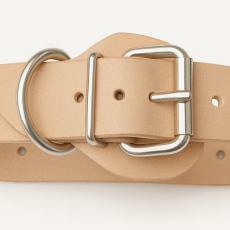 Designer Echtlederriemen schwarz mit Schnalle, D-Ring und Klemmschutz für angenehmes Tragegefühl, ohne Hautkontakt