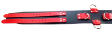 Spezial Fessel-Gürtel Taillengurt Schwarz-Rot 10,0 cm x 130,0 cm mit 5 D-Ringen & 6 O-Ringen BDSM Designer Lederriemen von LWPH