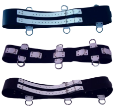 Die Schwarz-weißen 90,0 cm extra breiten 10,0 cm mit 5 D-Ringen 6-O-Ringen BDSM-Taillengurte die echten Lederriemen