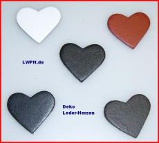 100 St. kleine Leder-Herzen ca. 3,0 x 2,5 cm in 6 Farben Herz zeigen für viele Verwendungsmöglichkeiten