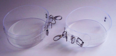 transparente Oberschenkelfesseln 1 Pr. mit Durchsicht glasklar 6,5 cm mit D-Ring und Wirbelkarabiner