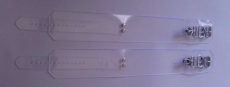 transparente Oberschenkelfesseln 1 Pr. mit Durchsicht glasklar 6,5 cm mit D-Ring und Wirbelkarabiner