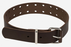 Formschönes neues dunkelbraunes Echt-Leder-Halsband mit 30 parallelen Lochungen in Handarbeit gefertigt