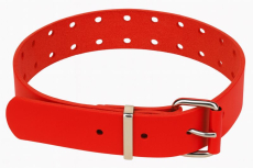 Formschönes neues rotes Echt-Leder-Halsband mit 30 parallelen Lochungen in Handarbeit gefertigt