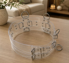 transparenter BDSM Taillengurt 90,0 cm lang 10,0 cm extra breit Erotik-Fessel-Gürtel 5-Ringen und 6 O-Ringe