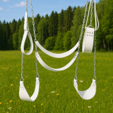 mit weissen Sitzauflagen und Rückengurten in in der Natur mit 9-facher Vernietung, flexibel, robust und stabil