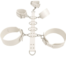 Hochwertiges weisses BDSM Fesselset aus Echtleder von Lwph