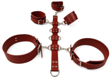 Hochwertiges rotes BDSM Fesselset aus Echtleder von Lwph