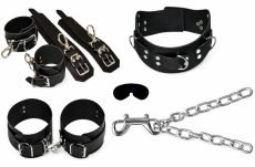 Premium Fessel-Set aus Echtleder – Hals-, Hand-, Fuß- & Oberschenkelfesseln mit Maske