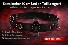 Taillengurt Leder 20 cm extra breit schwarz mit 5 D-Ringen und 6 O-Ringen handgefertigt von LWPH (copy)