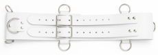 Taillengurt Leder 20 cm extra breit weiß mit 5 D-Ringen und 6 O-Ringen handgefertigt von LWPH