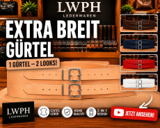 Handgefertigter extra breiter Ledergürtel aus Echtleder mit 20 cm Breite in 6 Farben von LWPH
