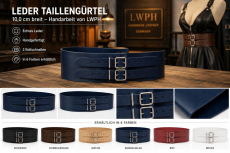 Handgefertigter breiter Ledergürtel aus Echtleder mit 10 cm Breite in 6 Farben von LWPH