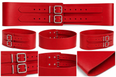 Roter breiter Echtleder Gürtel mit massiver 10 cm Breite von LWPH