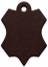 Dunkelbraunes Lederzeichen aus echtem Leder für Schlüsselanhänger, Lederlabel und kreative Projekte.