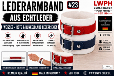weißes Echtleder Armband Titelbild mit vberschiedenen Darstellungen von LWPH