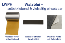 Walzblei, Bleifolie 11 cm x 11 cm x 0,5 mm stark Bleiplatten einseitig selbstklebend mit Schutzfolie