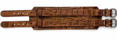 Geöffnete Originalansicht des Premium-Echtleder-Armbandes von LWPH mit zwei geprägten Lederriemen und Rollschnallen.