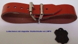 Lederriemen 3,5 cm x 18,0 cm mit doppelter Metallschlaufe in 6 Farben Kinderwagen Fixierungsriemen Schnallenriemen u.v.m