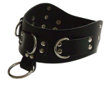 Super Leder-Halsbänder mit Nieten 5,0 cm breit verschweißten Ringen, O-Ring und Rollschnallen-Verschluß und Farbkombinationen
