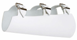 Weiße Armstulpe aus Echtleder mit drei Rollschnallen und anatomischer Formgebung.