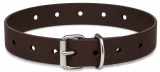 Die dunkelbraunen geschlossenen Lederarmbänder mit Rollschnalle und Schlaufe von LWPH