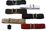Lederriemen 2,0 cm x 60,0 cm mit doppelter Metallschlaufe in 6 Farben für Nostalgie-Kinderwagen Fixierungsriemen, DDR Zekiwa Kinderwagenriemen
